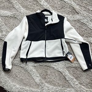 The North Face Black and Cream Teddy Jacket